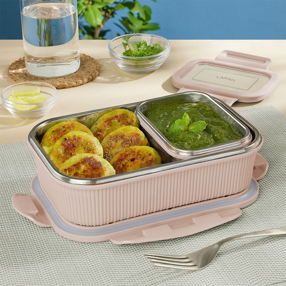 Larah Freshbyte Rectangular Lunch Box, Beige
