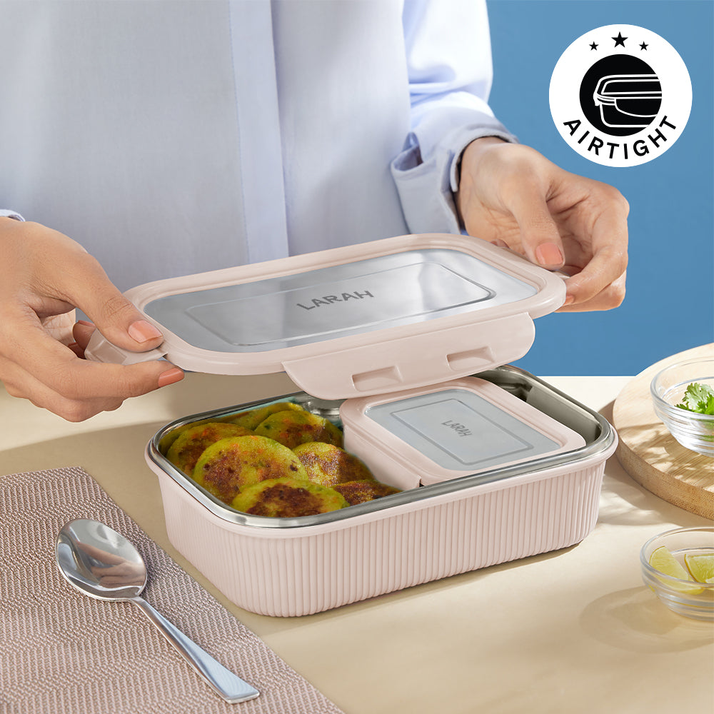 Larah Freshbyte Rectangular Lunch Box, Beige