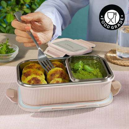 Larah Freshbyte Rectangular Lunch Box, Beige