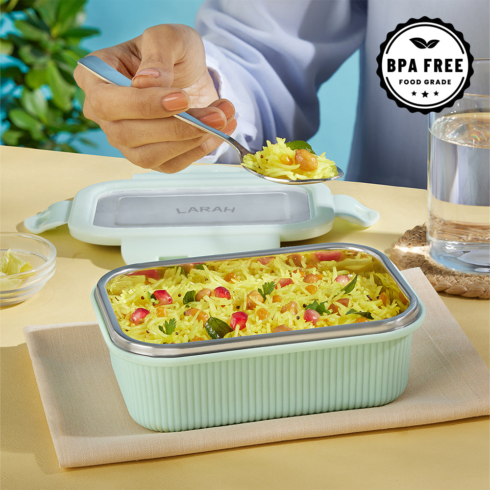 Larah Freshbyte Rectangular Lunch Box, Green