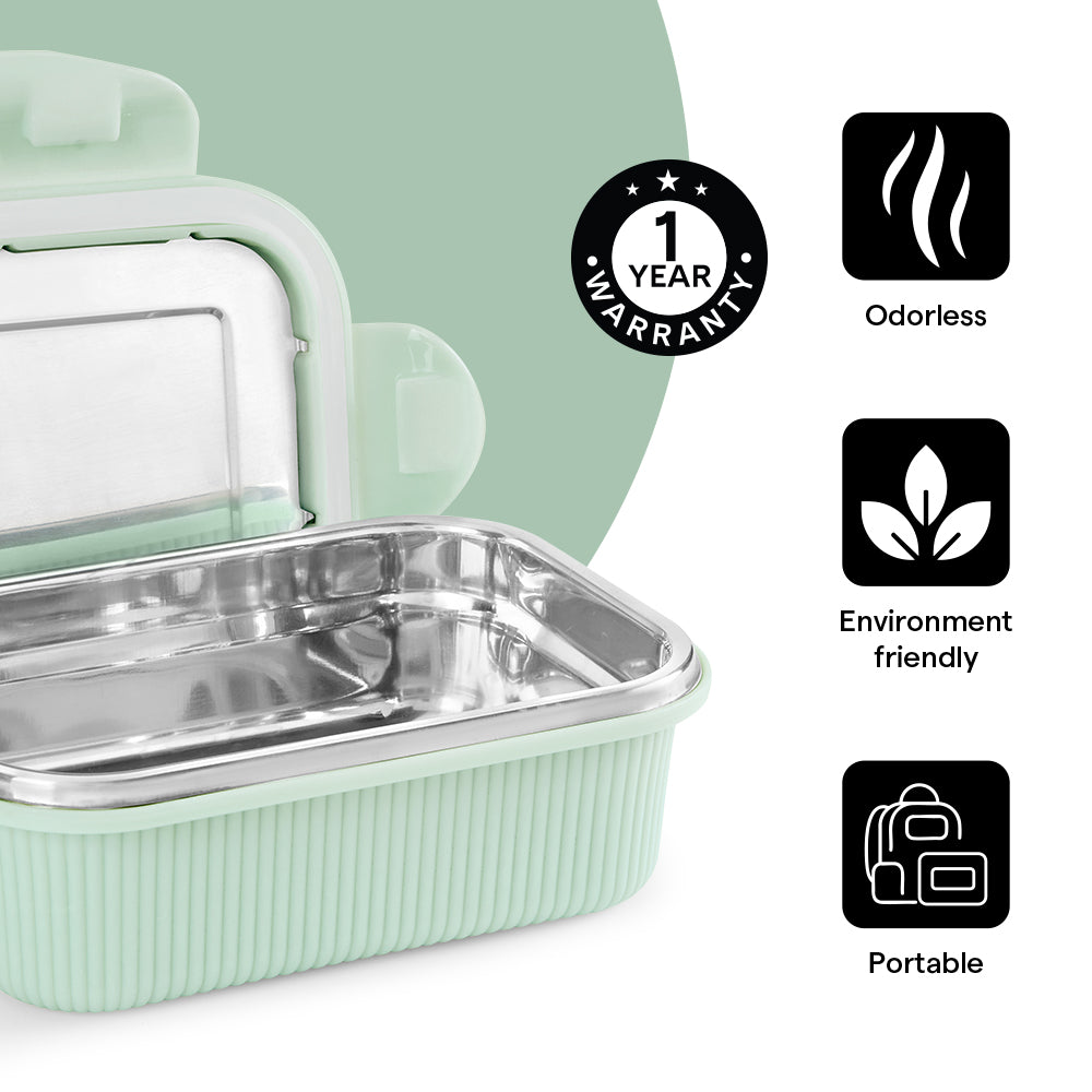 Larah Freshbyte Rectangular Lunch Box, Green