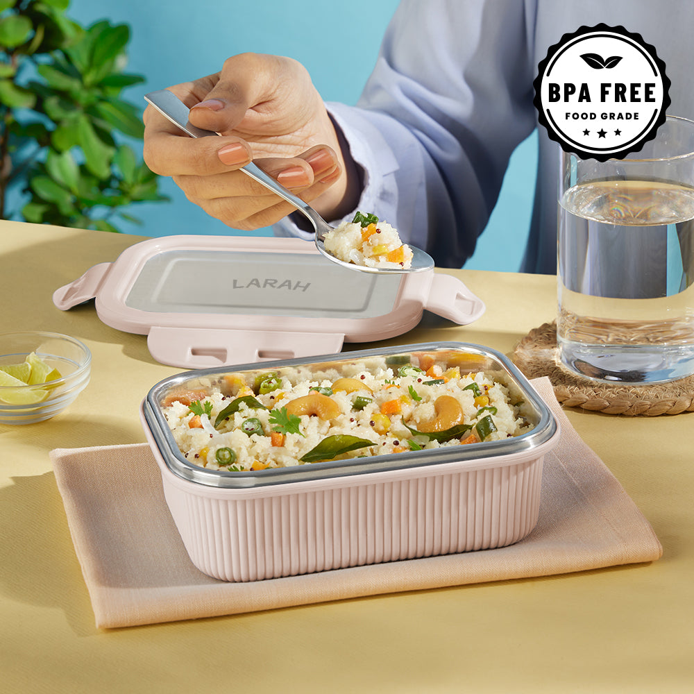 Larah Freshbyte Rectangular Lunch Box, Beige