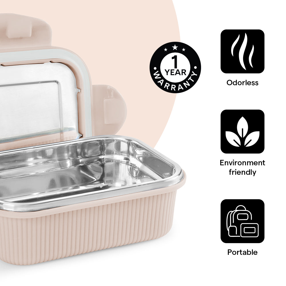 Larah Freshbyte Rectangular Lunch Box, Beige