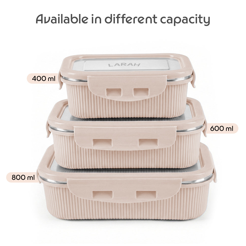 Larah Freshbyte Rectangular Lunch Box, Beige