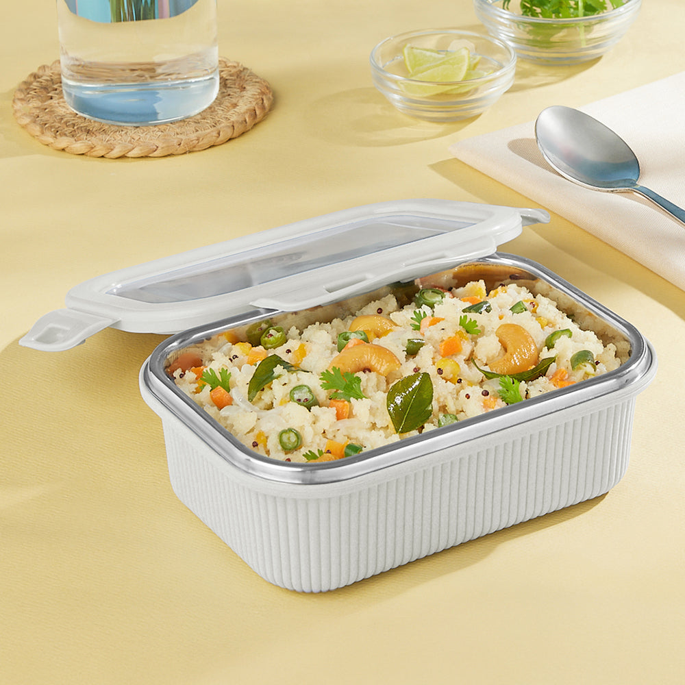 Larah Freshbyte Rectangular Lunch Box, Grey
