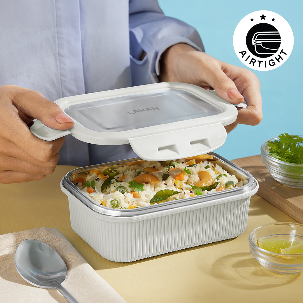 Larah Freshbyte Rectangular Lunch Box, Grey