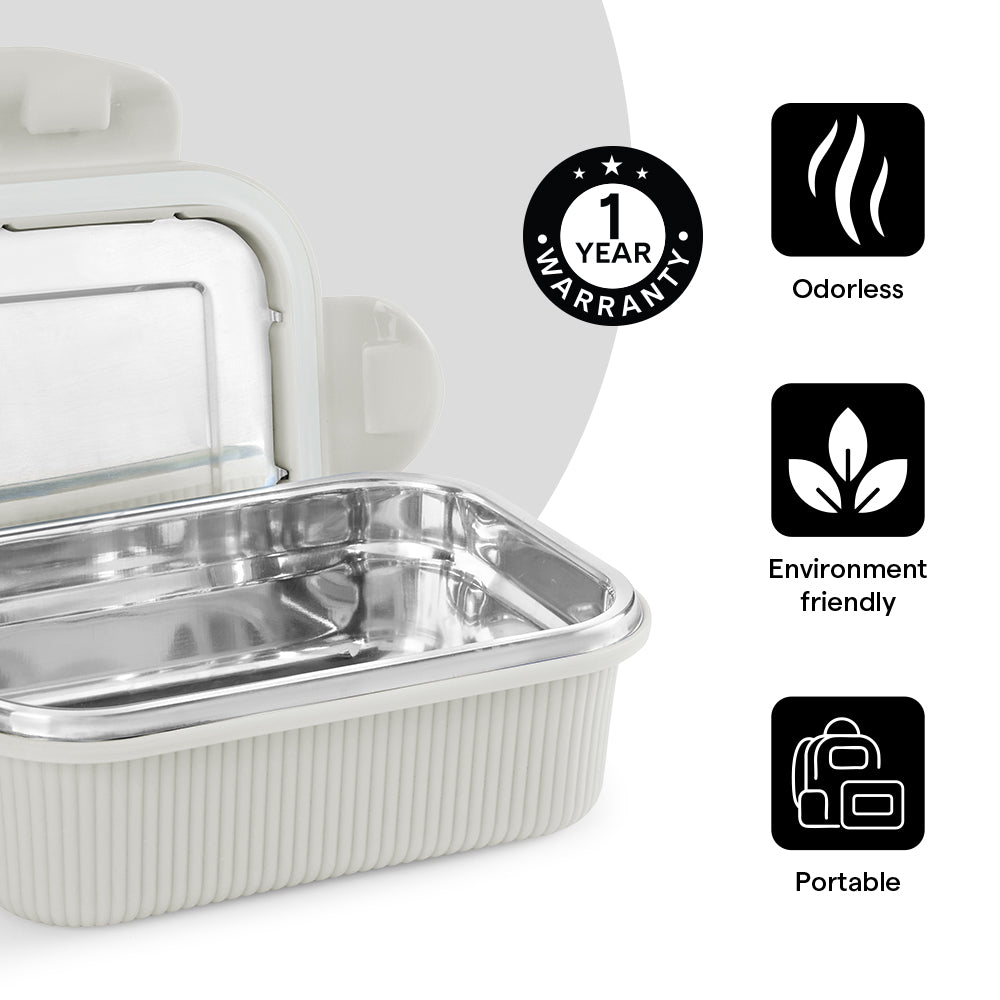 Larah Freshbyte Rectangular Lunch Box, Grey