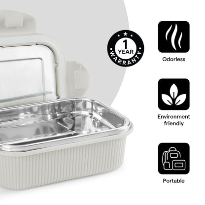 Larah Freshbyte Rectangular Lunch Box, Grey