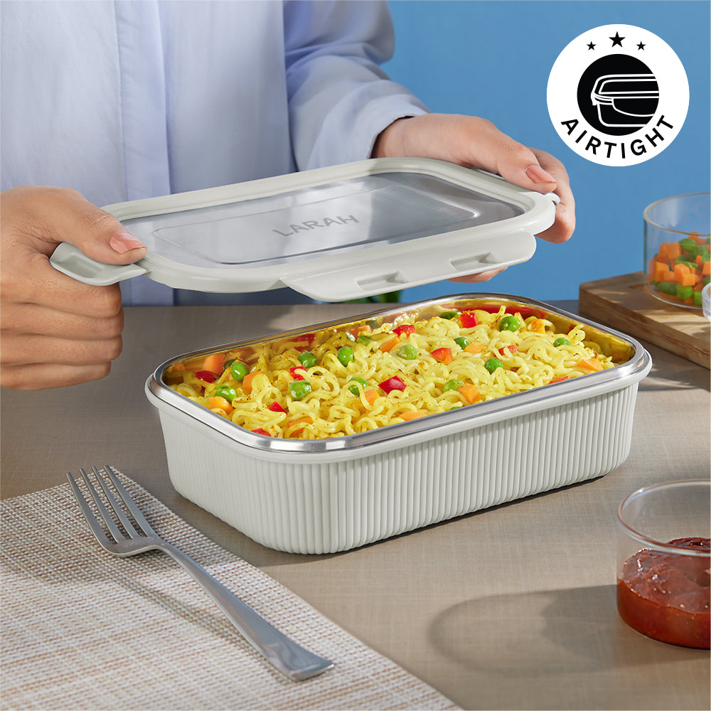 Larah Freshbyte Rectangular Lunch Box, Grey