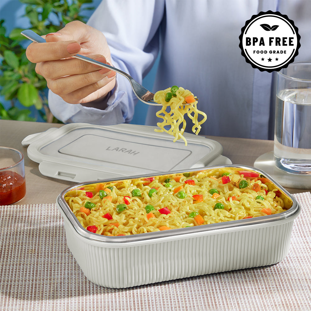 Larah Freshbyte Rectangular Lunch Box, Grey
