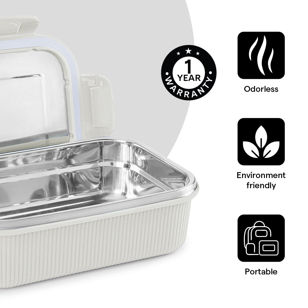 Larah Freshbyte Rectangular Lunch Box, Grey