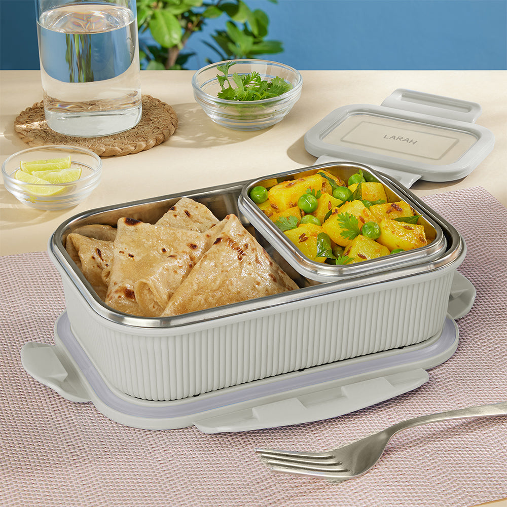 Larah Freshbyte Rectangular Lunch Box, Grey