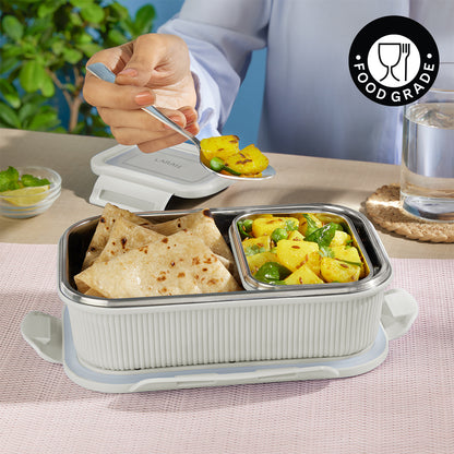 Larah Freshbyte Rectangular Lunch Box, Grey