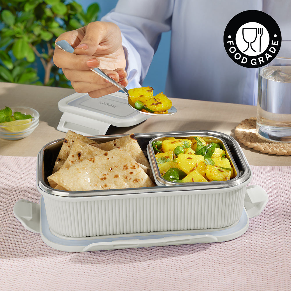 Larah Freshbyte Rectangular Lunch Box, Grey