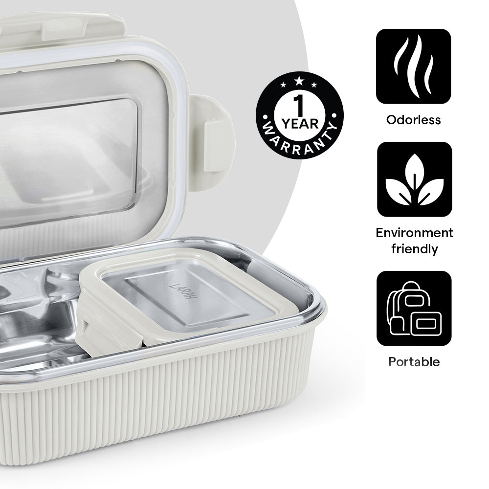 Larah Freshbyte Rectangular Lunch Box, Grey