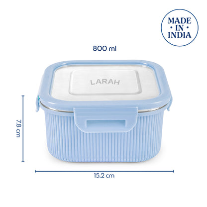 Larah Freshbyte Square Container with Lid, Blue
