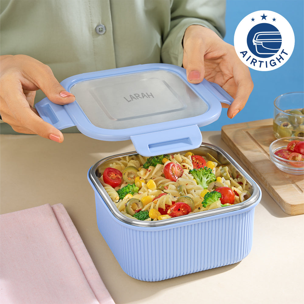 Larah Freshbyte Square Container with Lid, Blue