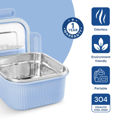 Larah Freshbyte Square Container with Lid, Blue