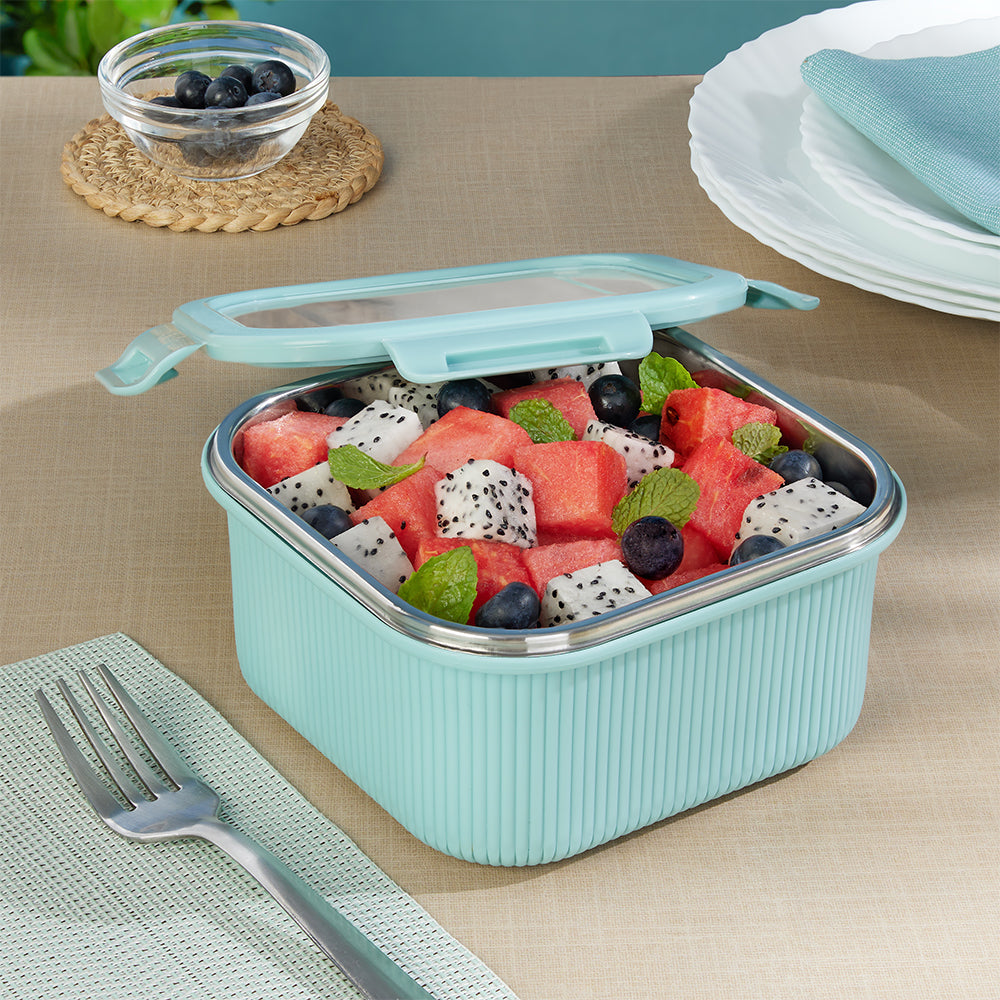 Larah Freshbyte Square Container with Lid, Mint