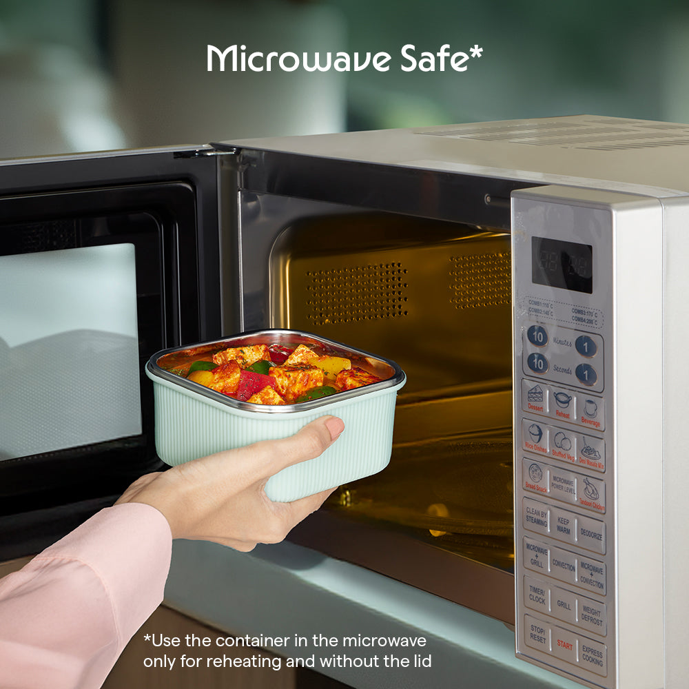 Larah Freshbyte Square Container with Lid, Pale Green