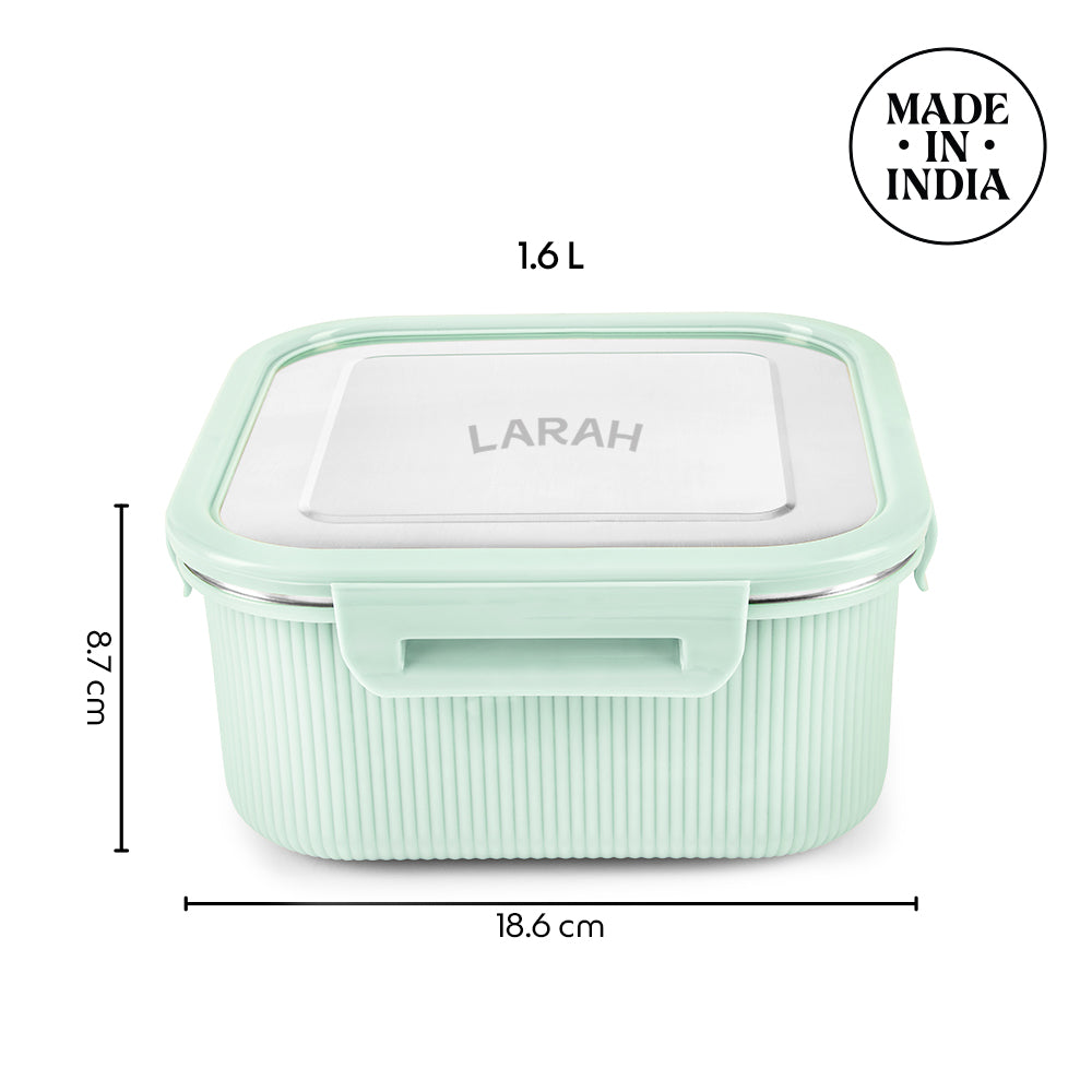 Larah Freshbyte Square Container with Lid, Pale Green