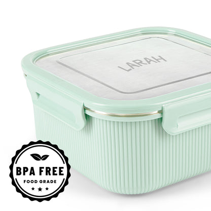 Larah Freshbyte Square Container with Lid, Pale Green