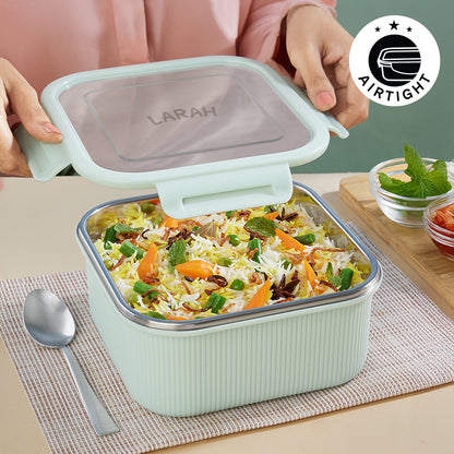 Larah Freshbyte Square Container with Lid, Pale Green