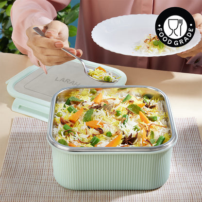 Larah Freshbyte Square Container with Lid, Pale Green