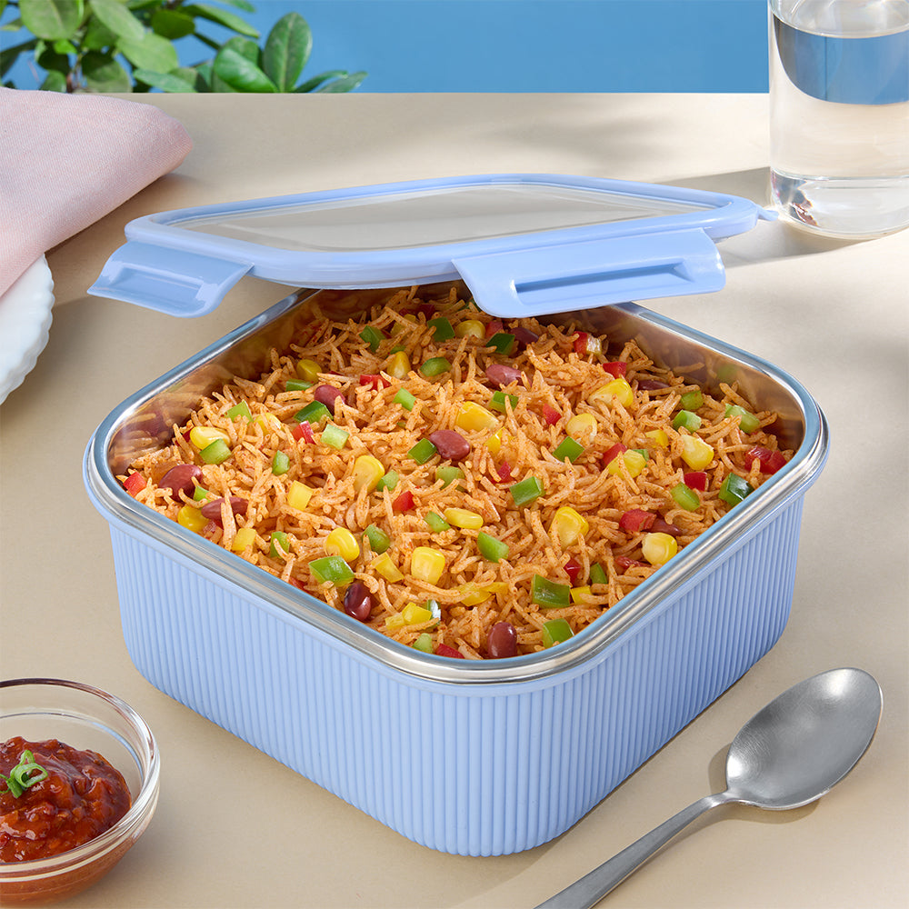 Larah Freshbyte Square Container with Lid, Blue