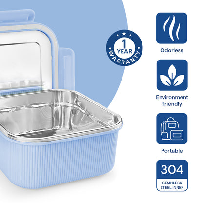 Larah Freshbyte Square Container with Lid, Blue