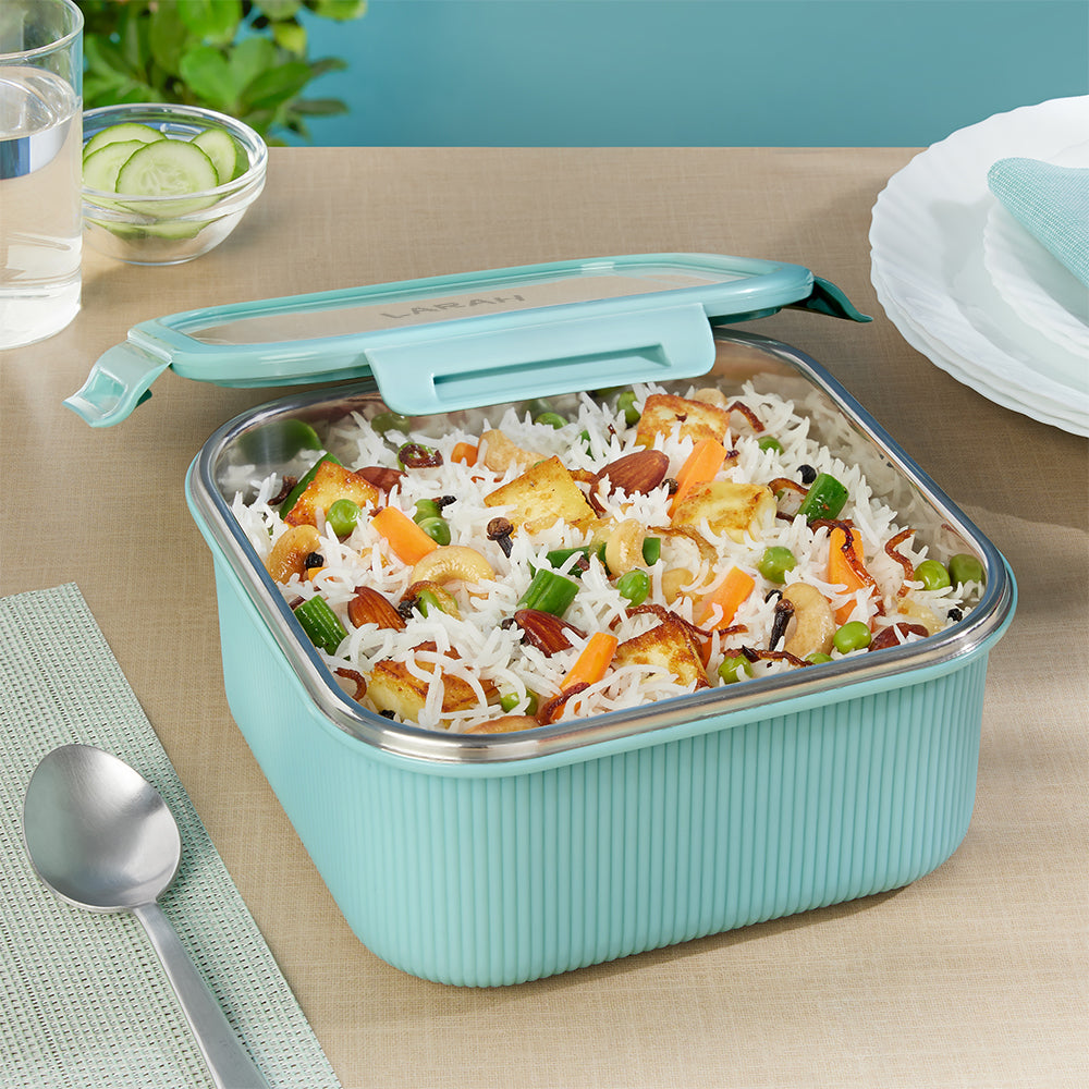 Larah Freshbyte Square Container with Lid, Mint
