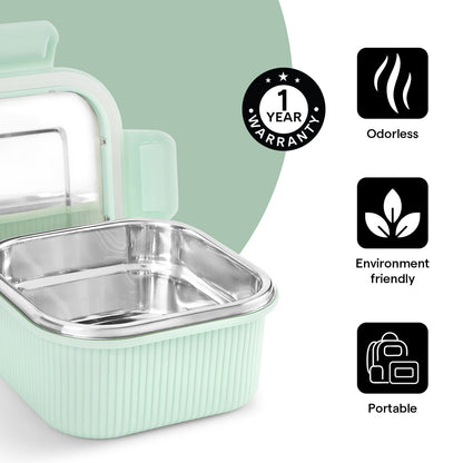 Larah Freshbyte Square Container with Lid, Green