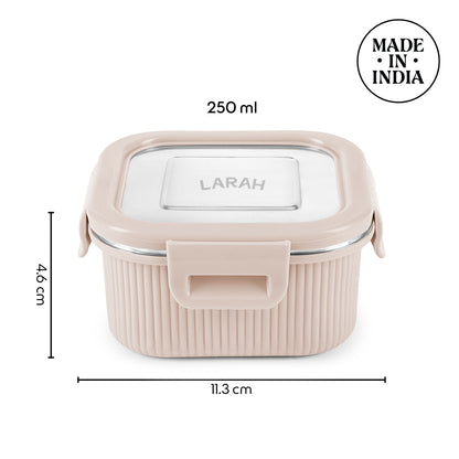 Larah Freshbyte Square Container with Lid, Beige