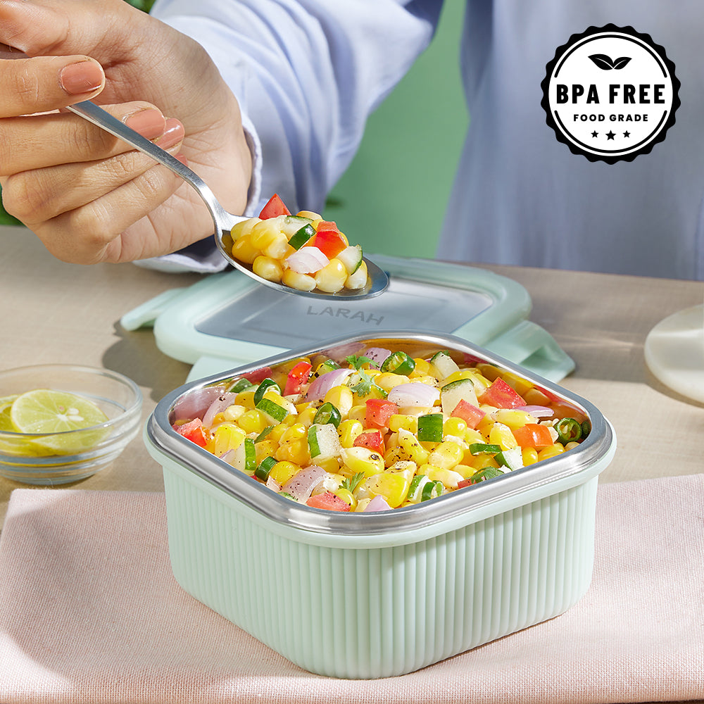 Larah Freshbyte Square Container with Lid, Green