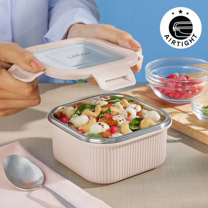 Larah Freshbyte Square Container with Lid, Beige