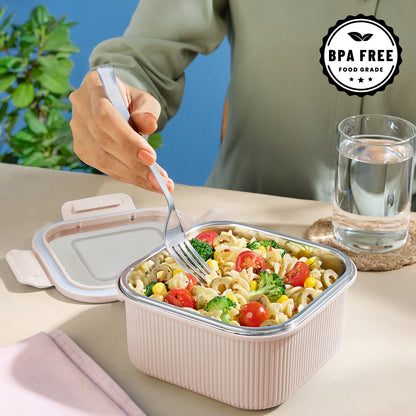 Larah Freshbyte Square Container with Lid, Beige