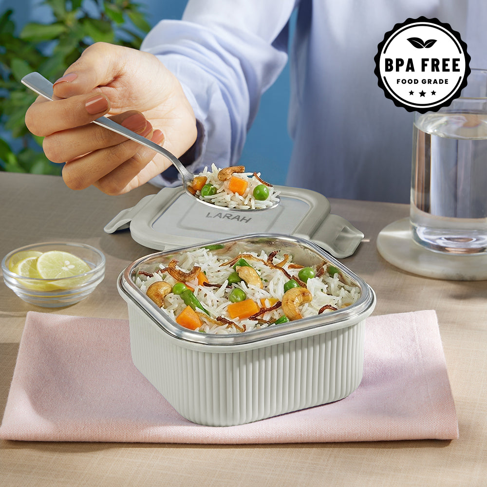 Larah Freshbyte Square Container with Lid, Grey