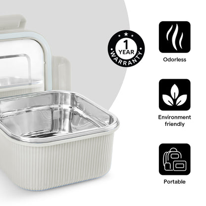 Larah Freshbyte Square Container with Lid, Grey