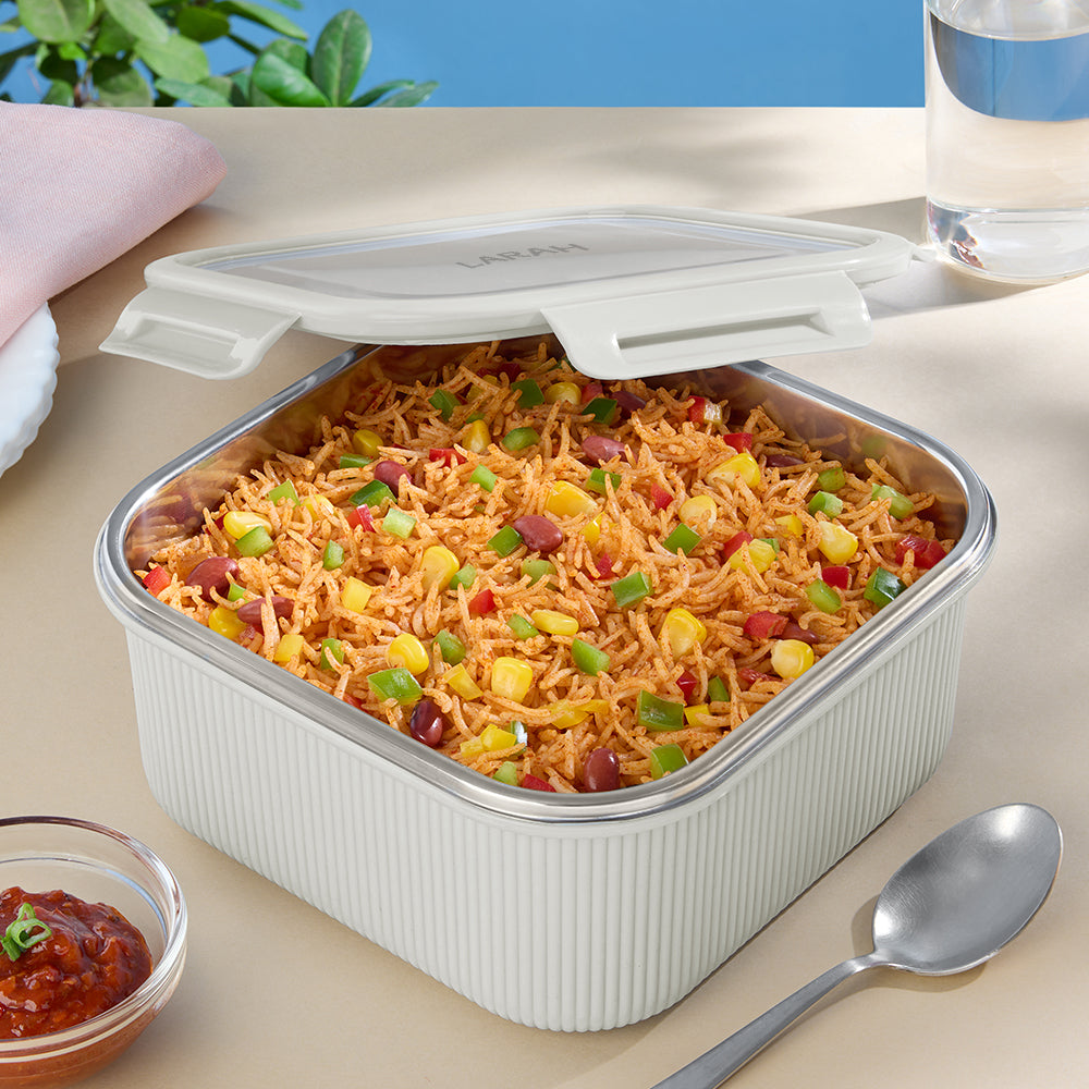 Larah Freshbyte Square Container with Lid, Grey