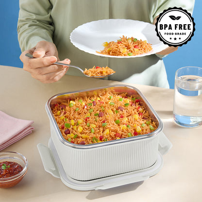 Larah Freshbyte Square Container with Lid, Grey