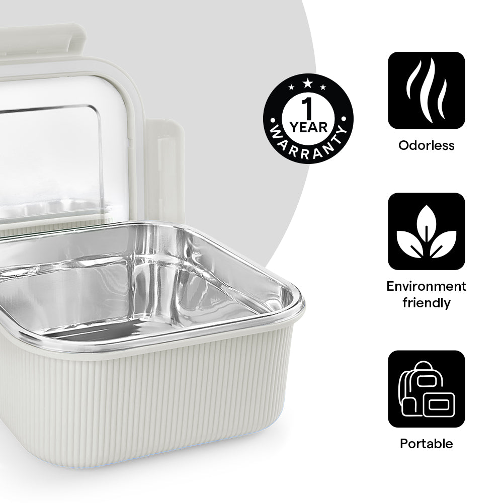 Larah Freshbyte Square Container with Lid, Grey