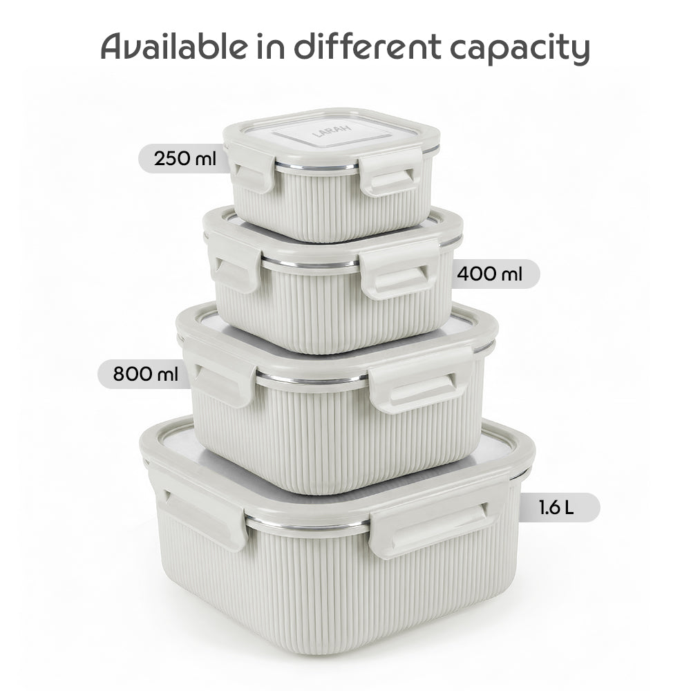 Larah Freshbyte Square Container with Lid, Grey