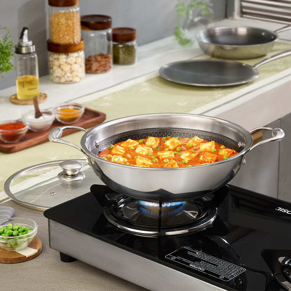 Triply Honeycomb Kadai with Lid