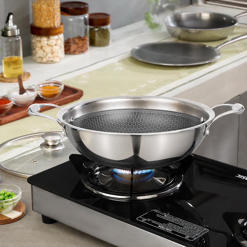Triply Honeycomb Kadai with Lid