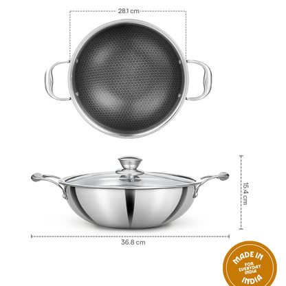 Triply Honeycomb Kadai with Lid
