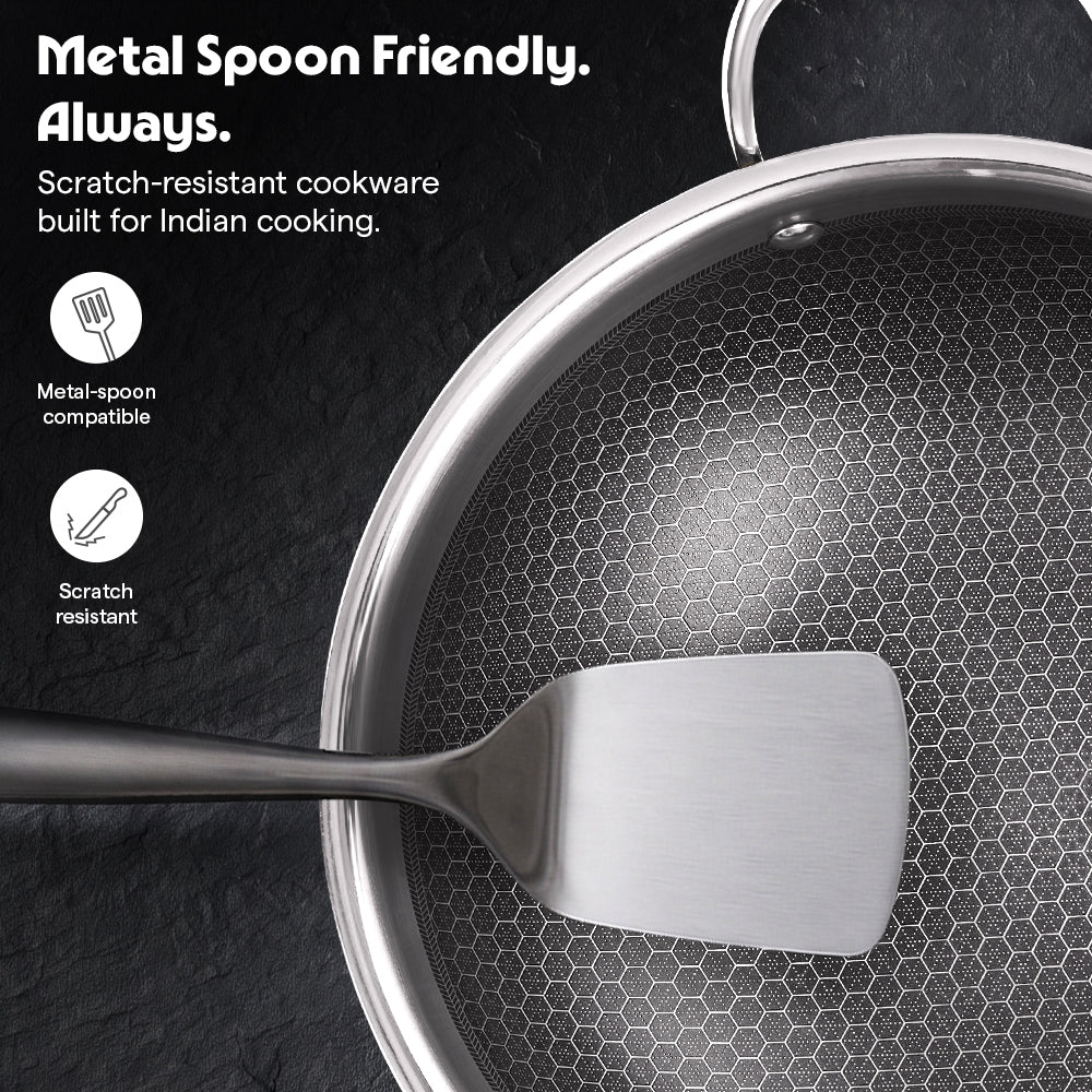 Triply Honeycomb Kadai with Lid
