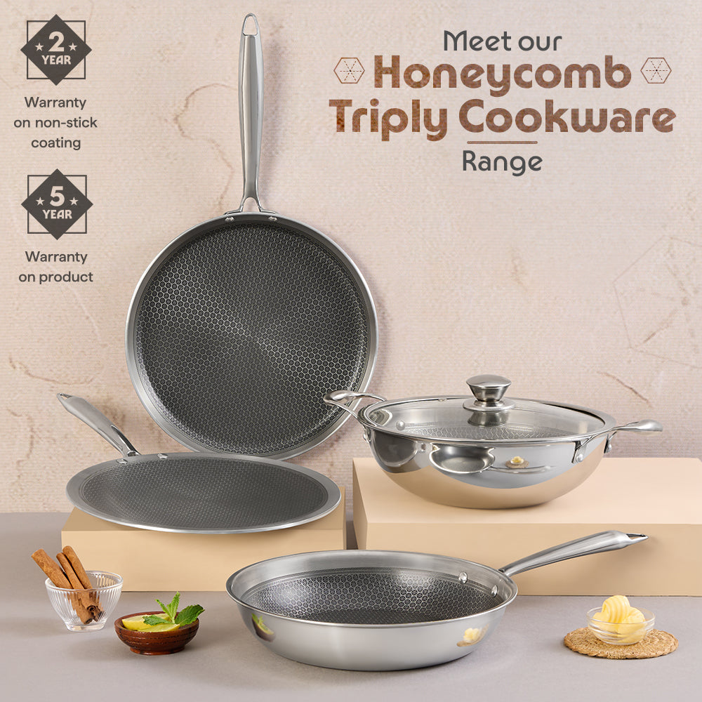 Triply Honeycomb Kadai with Lid