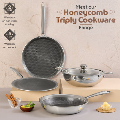 Triply Honeycomb Kadai with Lid