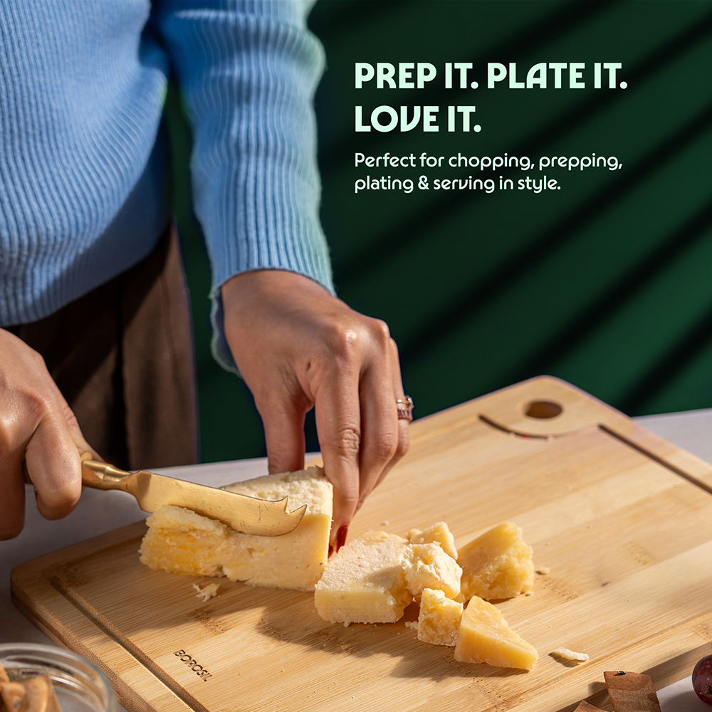 Premium Bamboo Wood Chopping Board with Grooves