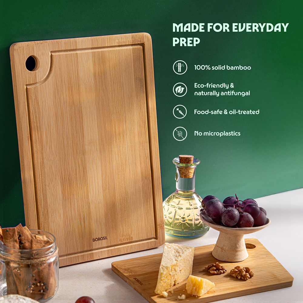 Bamboo Wood Chopping Board with Grooves